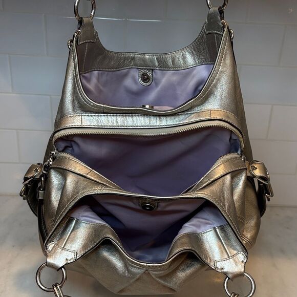 Coach Purse Handbag Leather Maggie Mia  Metallic Soft Hobo Shoulder Bag - HTF - Picture 13 of 16